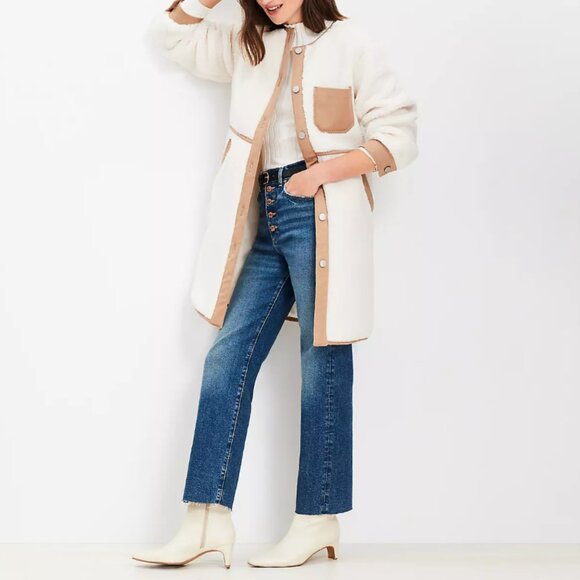 Twill Trim Sherpa Coat